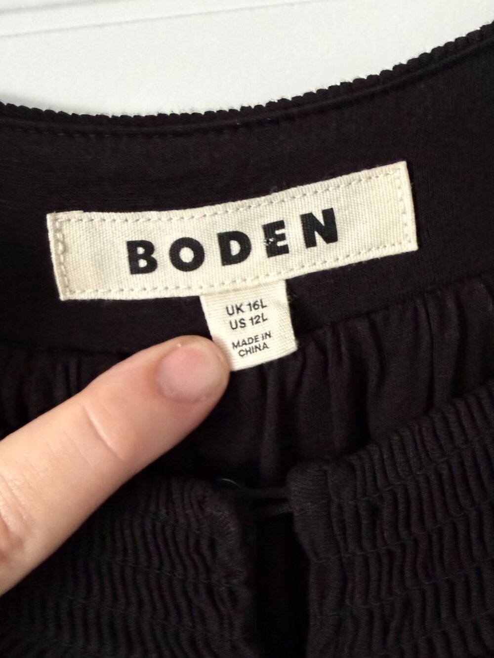 Boden Black Smocked Waist Tiered Maxi Dress Long Sleeve Size UK 16L, US 12L(Tall